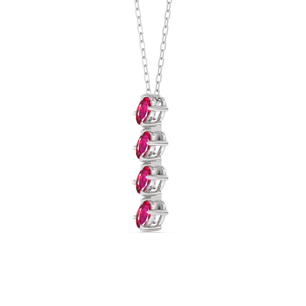 Ruby Cascade Necklace with Sterling Silver Cut Diamond in 14KT Sterling Silver view 2

