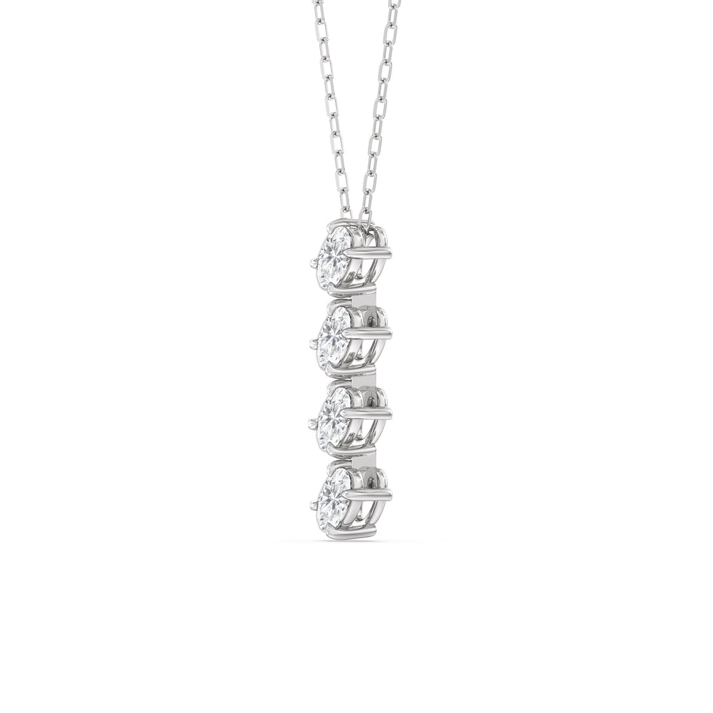 Cascade Diamond Necklace with Sterling Silver / Lab / 1 Cut Diamond in 14KT Sterling Silver / Lab / 1 view 2
