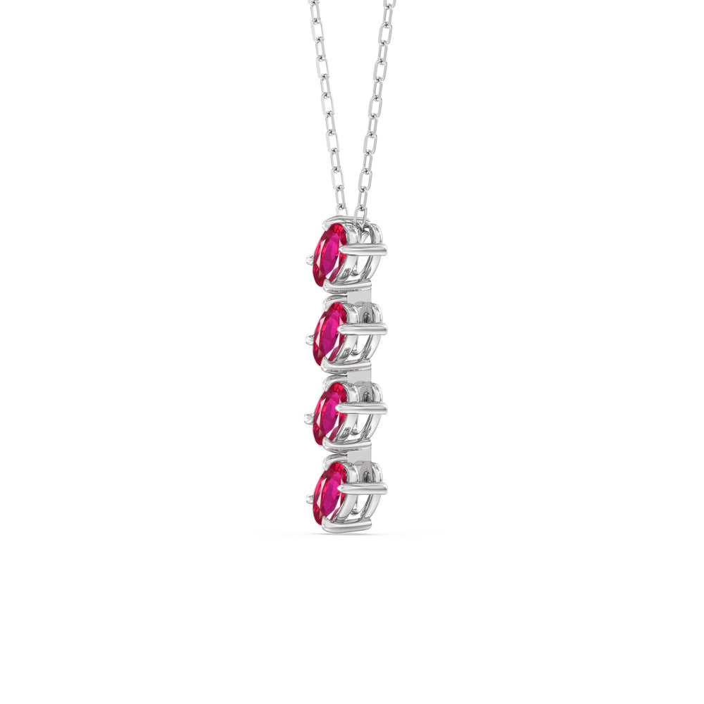 Ruby Cascade Necklace with 14KT White Gold Cut Diamond in 14KT White Gold view 2
