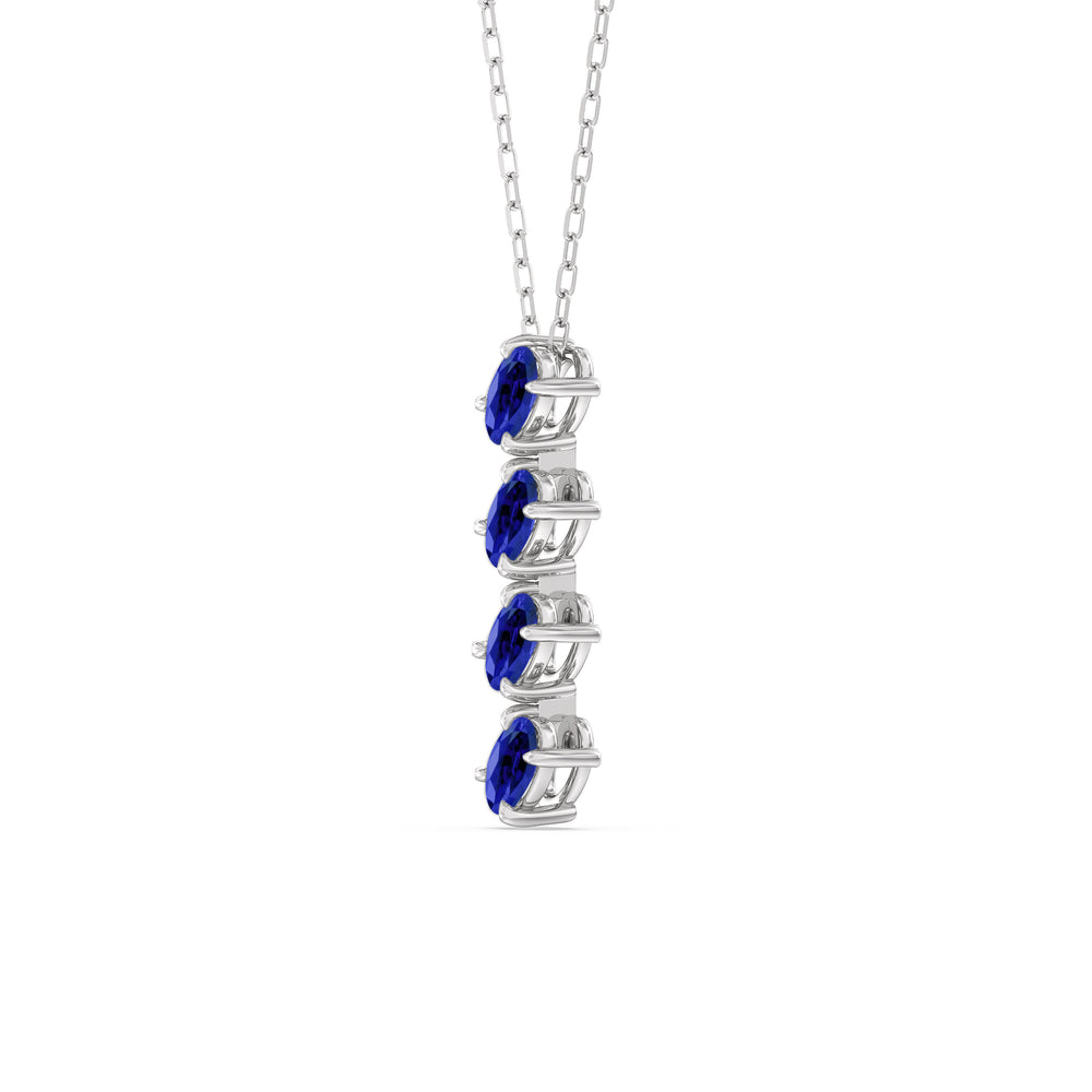 Sapphire Cascade Necklace with 14KT White Gold Cut Diamond in 14KT White Gold view 2
