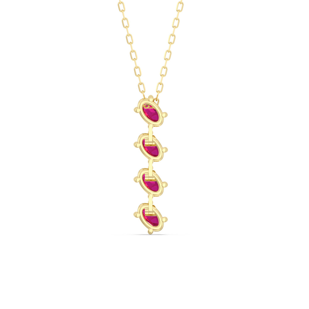 Ruby Cascade Necklace with 14KT Rose Gold Cut Diamond in 14KT Rose Gold view 4

