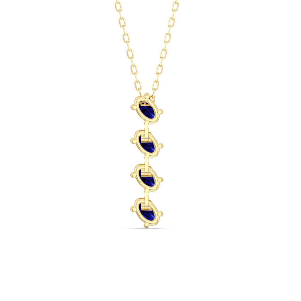 Sapphire Cascade Necklace with 14KT Yellow Gold Cut Diamond in 14KT Yellow Gold view 4
