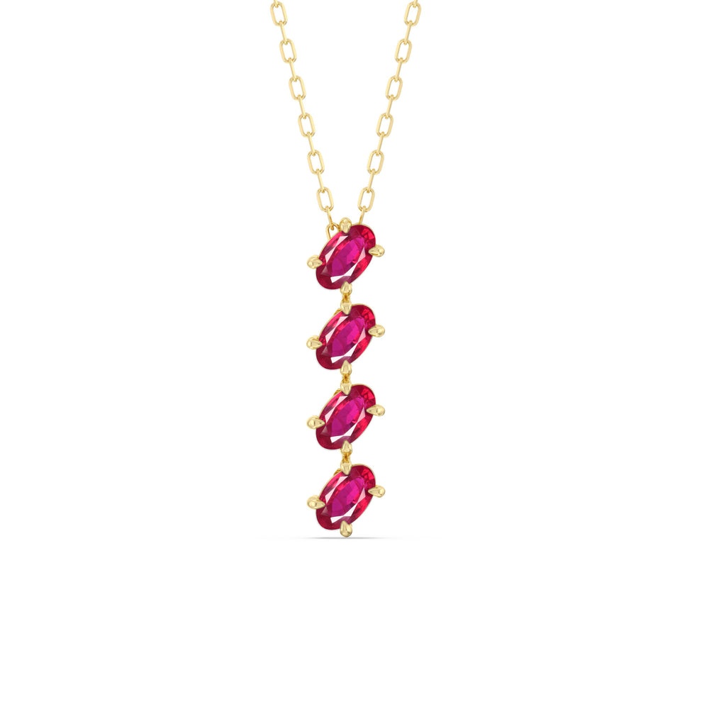 Ruby Cascade Necklace with 14KT Yellow Gold Cut Diamond in 14KT Yellow Gold view 1

