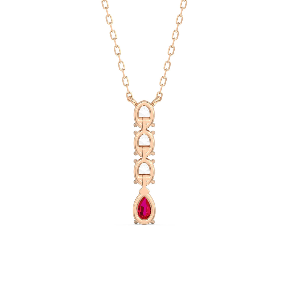 Ruby And Diamond Etheral Elegance NecklaceTest Drashya with 14KT Rose Gold Cut Diamond in 14KT Rose Gold view 4

