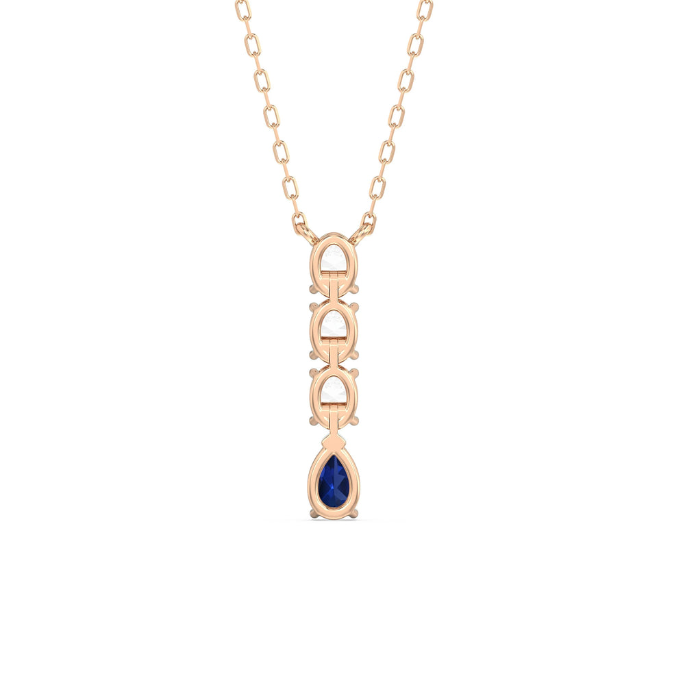Sapphire And Diamond Etheral Elegance NecklaceTest Drashya with 14KT Rose Gold Cut Diamond in 14KT Rose Gold view 4
