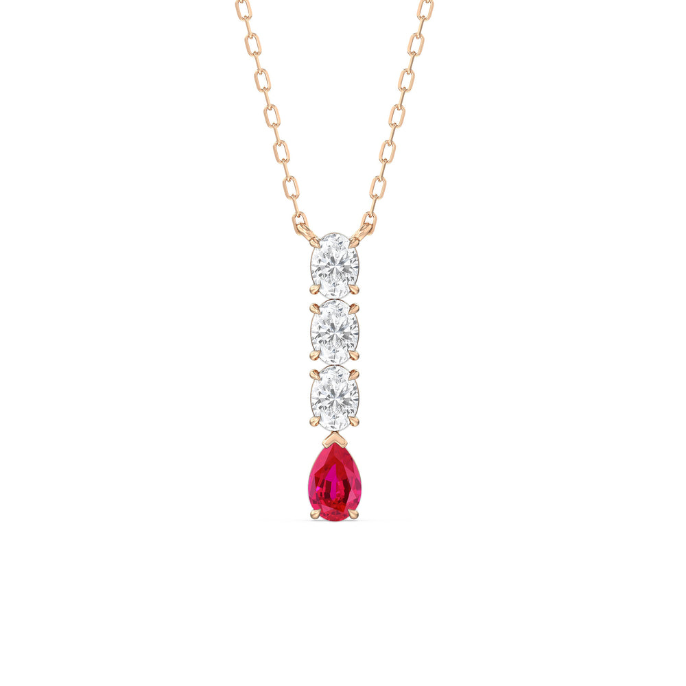 Ruby and Diamond Etheral Elegance Necklace with 14KT Rose Gold Cut Diamond in 14KT Rose Gold view 1

