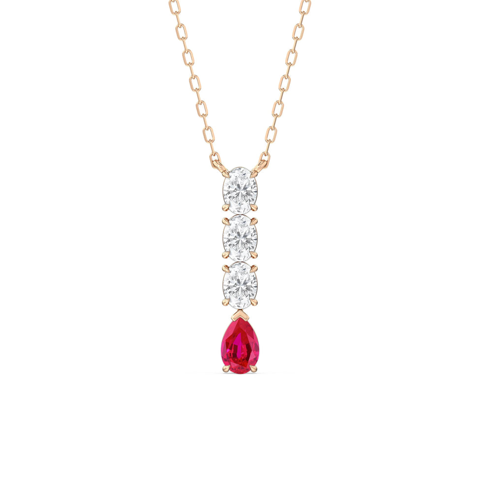 Ruby And Diamond Etheral Elegance NecklaceTest Drashya with 14KT Rose Gold Cut Diamond in 14KT Rose Gold view 1
