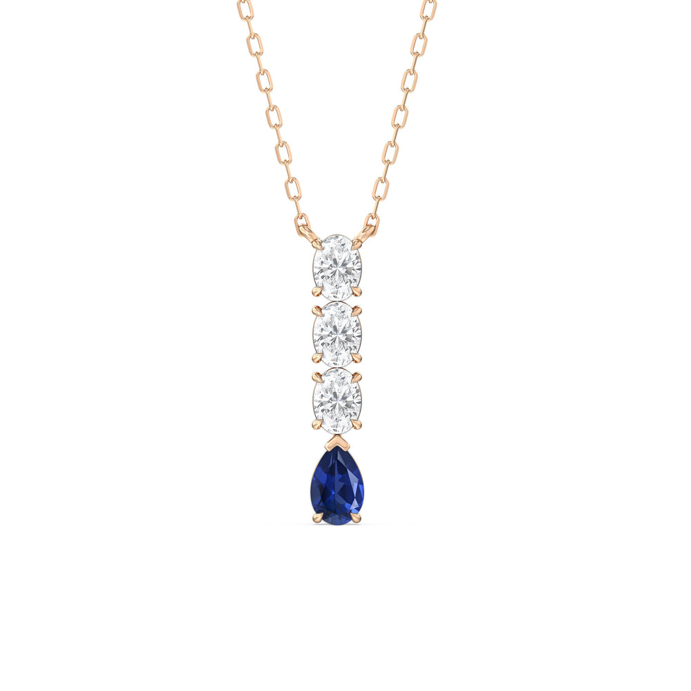 Sapphire and Diamond Etheral Elegance Necklace with 14KT Rose Gold Cut Diamond in 14KT Rose Gold view 1
