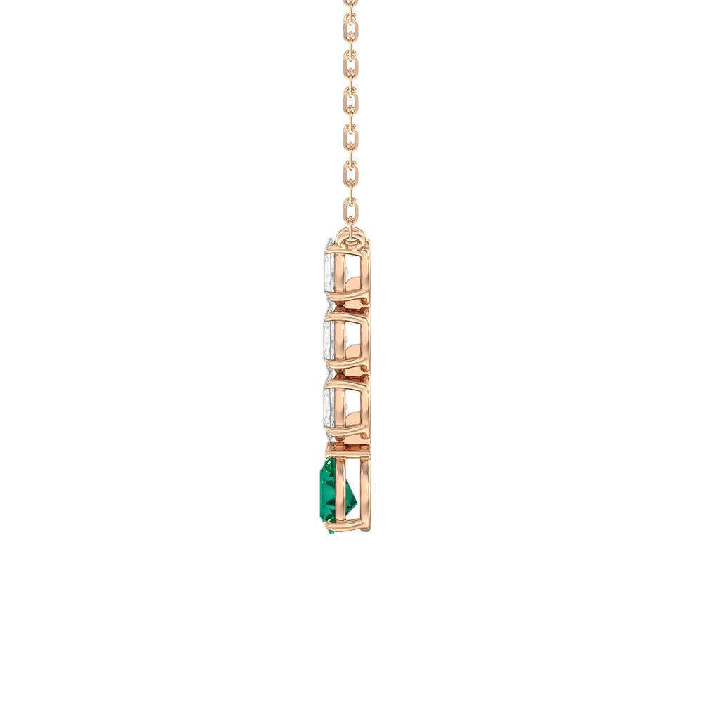 Emerald and Diamond Etheral Elegance Necklace with 14KT Rose Gold Cut Diamond in 14KT Rose Gold view 3

