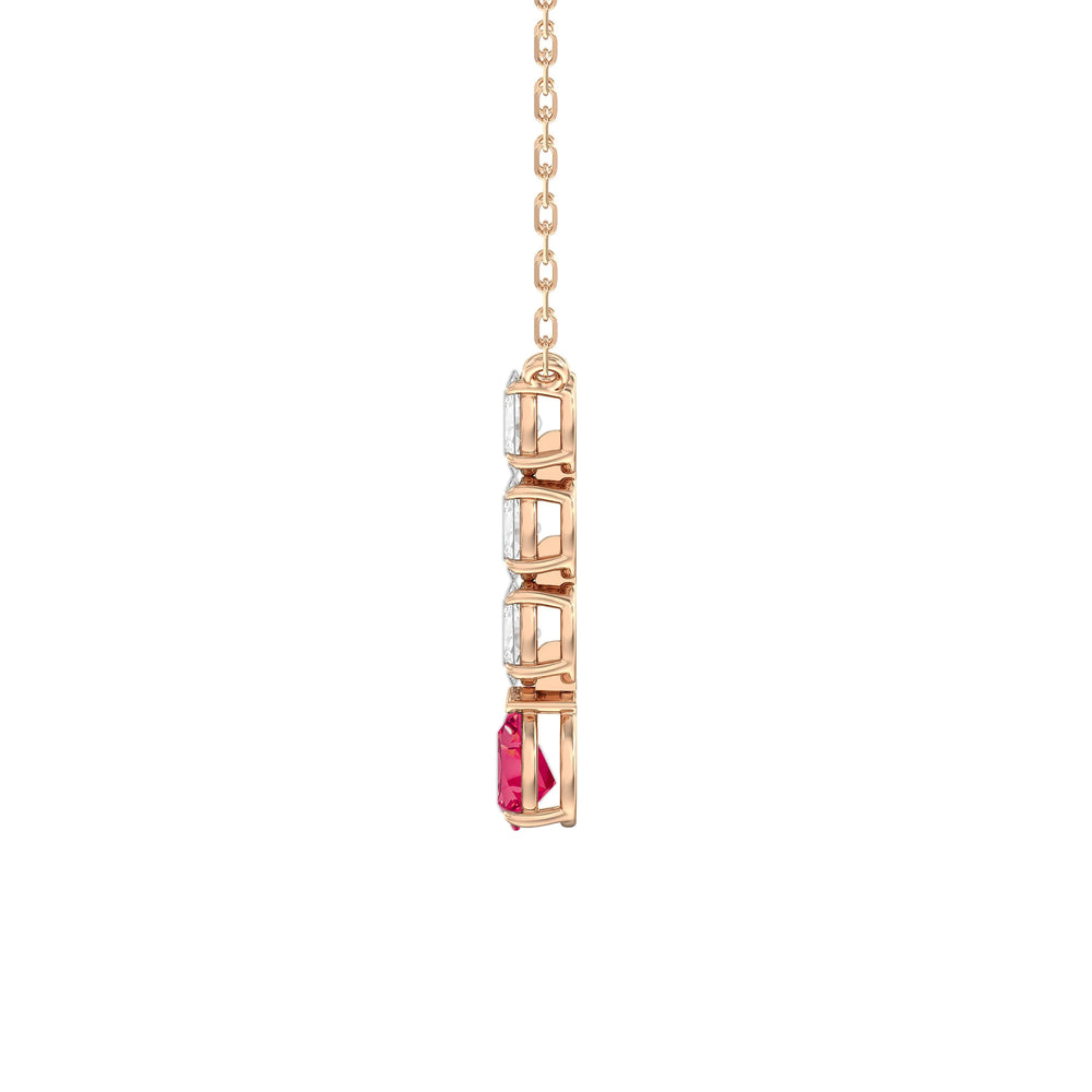 Ruby And Diamond Etheral Elegance NecklaceTest Drashya with 14KT Rose Gold Cut Diamond in 14KT Rose Gold view 3
