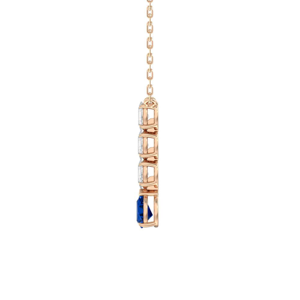 Sapphire and Diamond Etheral Elegance Necklace with 14KT Rose Gold Cut Diamond in 14KT Rose Gold view 3
