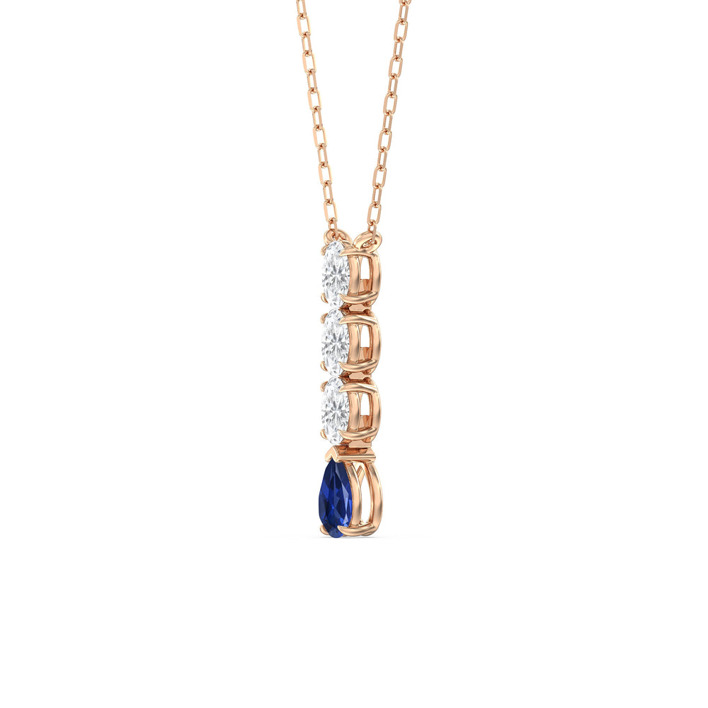 Sapphire and Diamond Etheral Elegance Necklace with 14KT Rose Gold Cut Diamond in 14KT Rose Gold view 2
