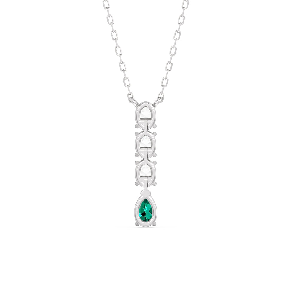 Emerald and Diamond Etheral Elegance Necklace with 14KT White Gold Cut Diamond in 14KT White Gold view 4
