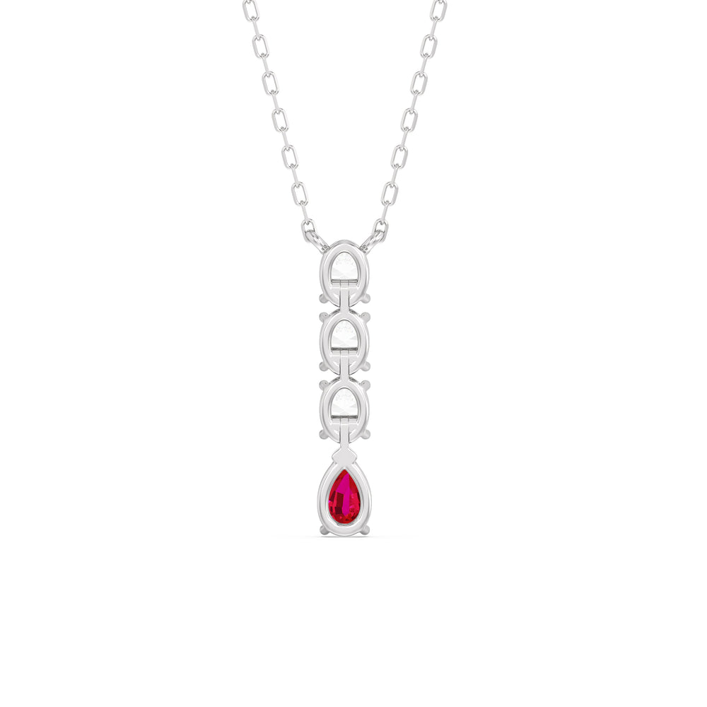 Ruby and Diamond Etheral Elegance Necklace with 14KT White Gold Cut Diamond in 14KT White Gold view 4

