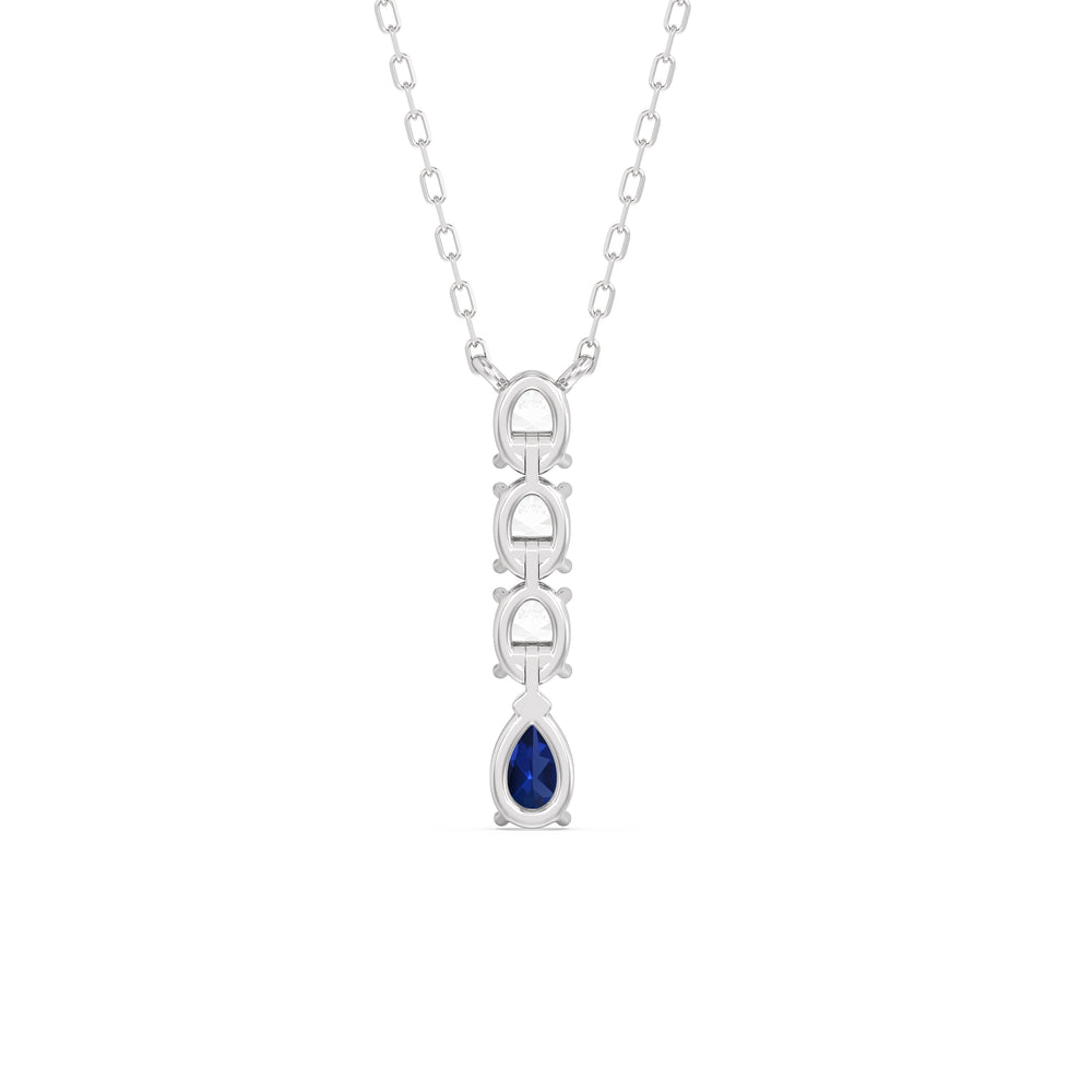 Sapphire and Diamond Etheral Elegance Necklace with 14KT White Gold Cut Diamond in 14KT White Gold view 4
