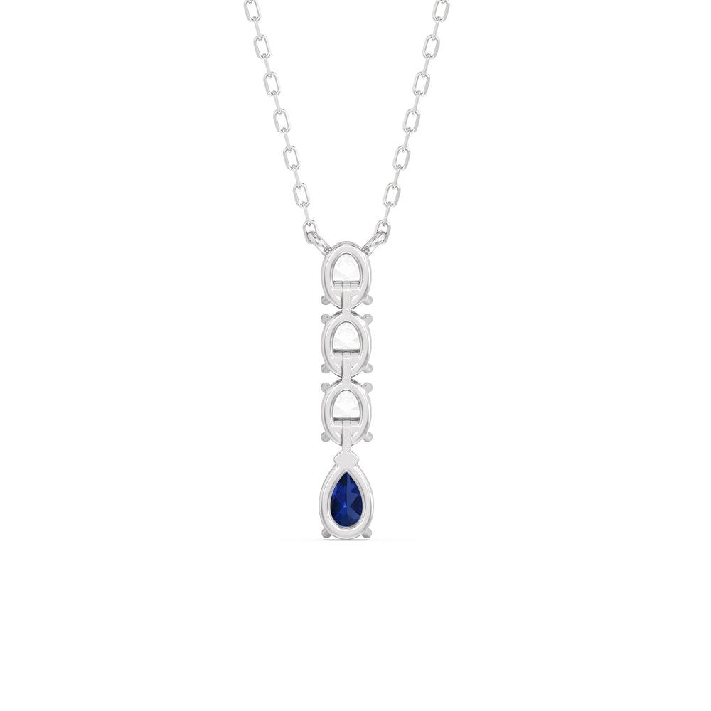 Sapphire And Diamond Etheral Elegance NecklaceTest Drashya with 14KT White Gold Cut Diamond in 14KT White Gold view 4
