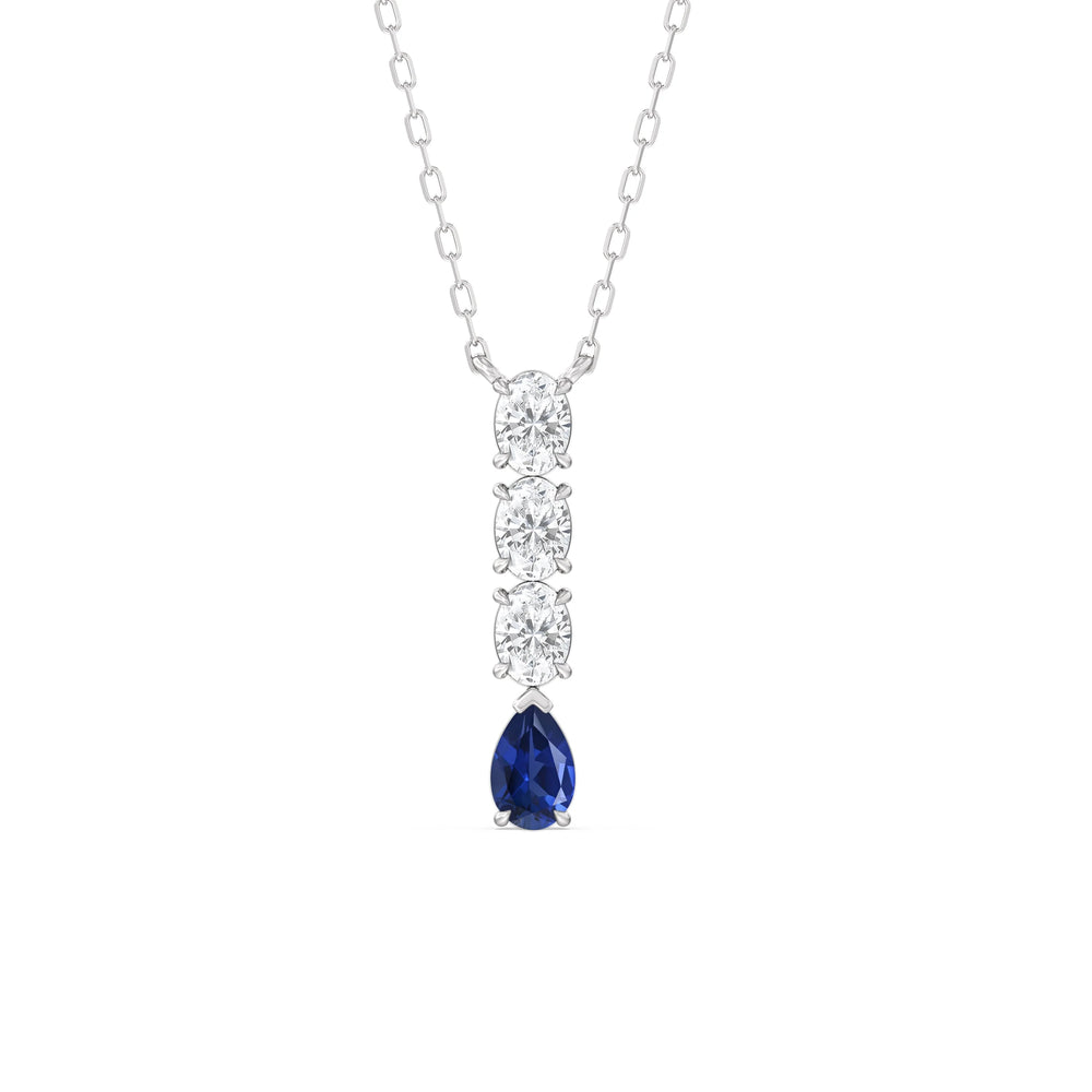 Sapphire And Diamond Etheral Elegance NecklaceTest Drashya with 14KT White Gold Cut Diamond in 14KT White Gold view 1
