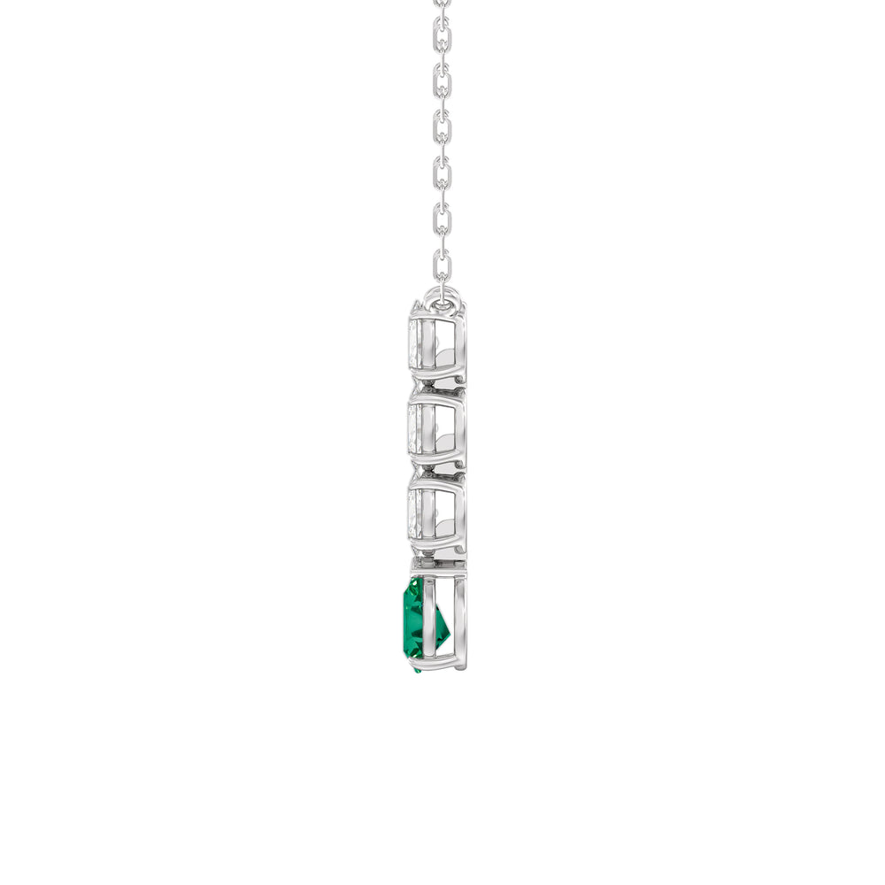 Emerald and Diamond Etheral Elegance Necklace with 14KT White Gold Cut Diamond in 14KT White Gold view 3
