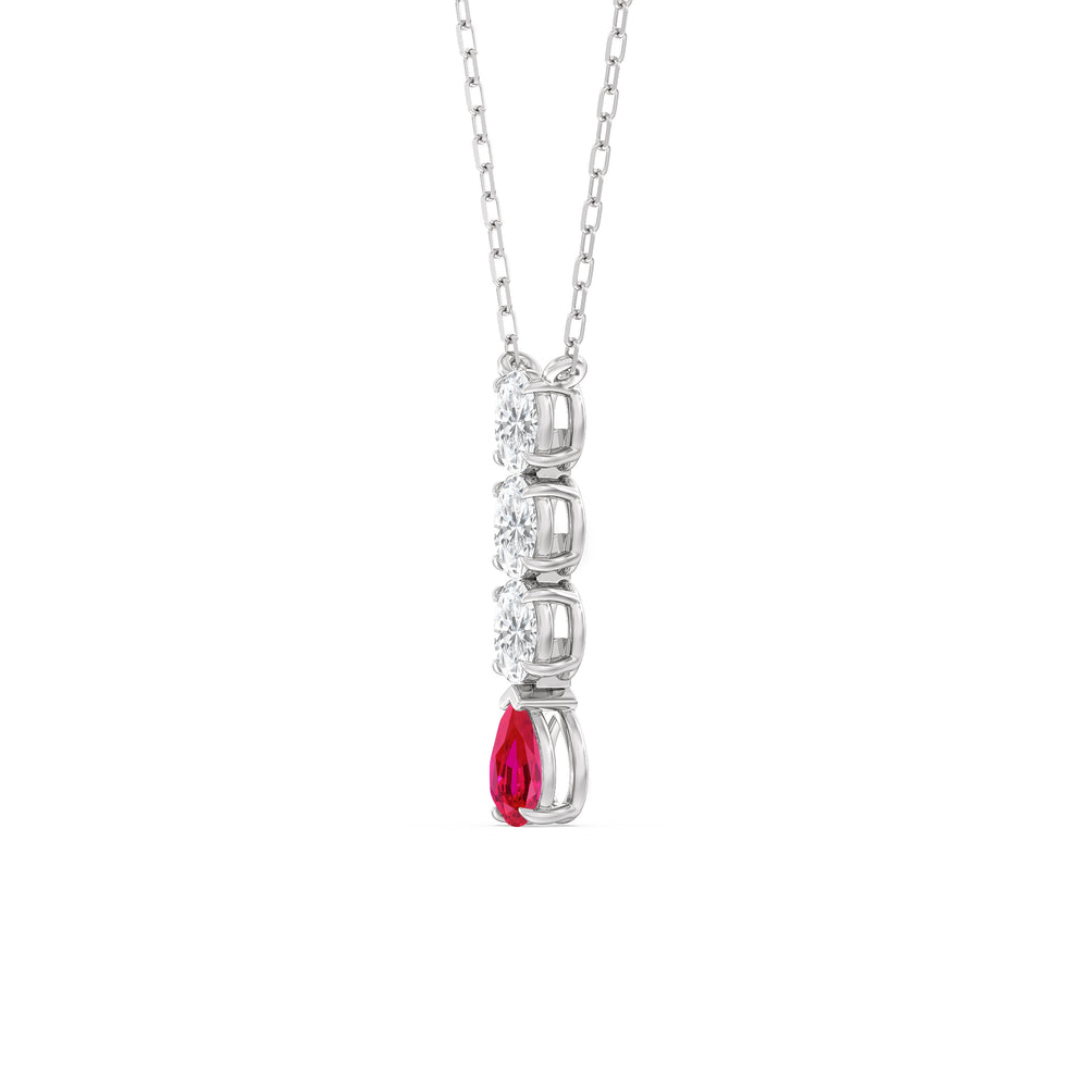Ruby and Diamond Etheral Elegance Necklace with Sterling Silver Cut Diamond in 14KT Sterling Silver view 2
