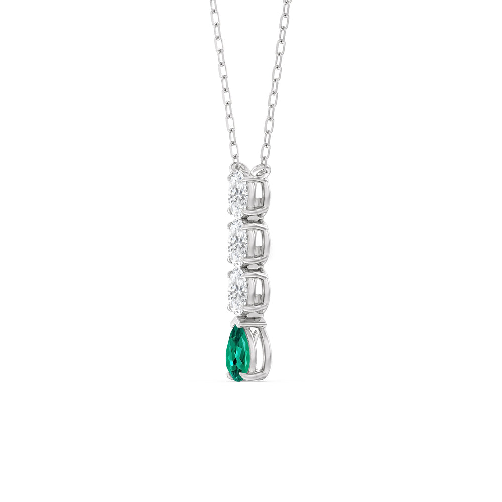 Emerald and Diamond Etheral Elegance Necklace with 14KT White Gold Cut Diamond in 14KT White Gold view 2
