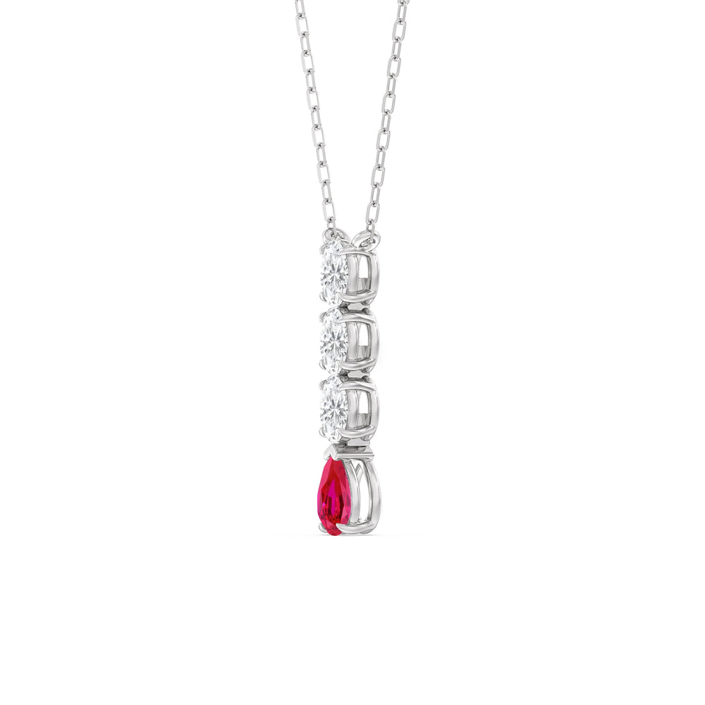 Ruby And Diamond Etheral Elegance NecklaceTest Drashya with 14KT White Gold Cut Diamond in 14KT White Gold view 2
