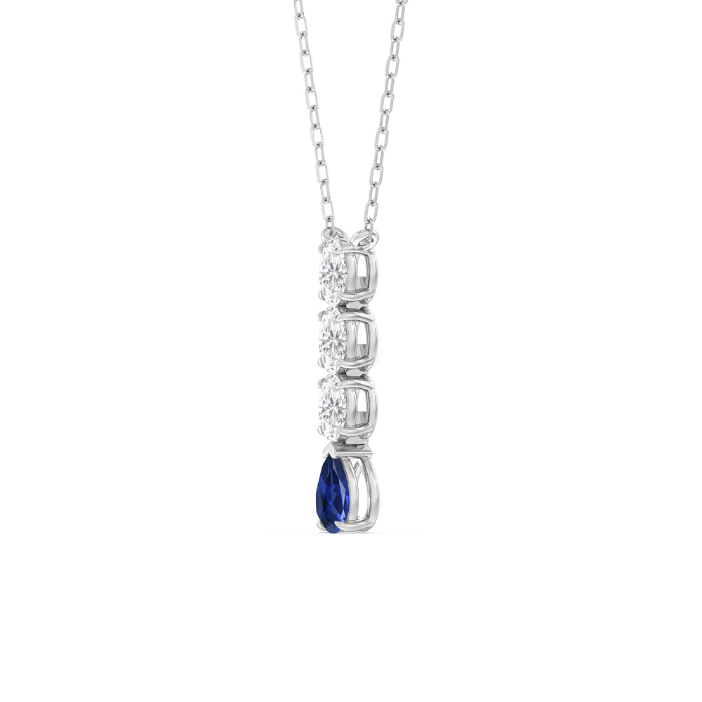 Sapphire and Diamond Etheral Elegance Necklace with 14KT White Gold Cut Diamond in 14KT White Gold view 2
