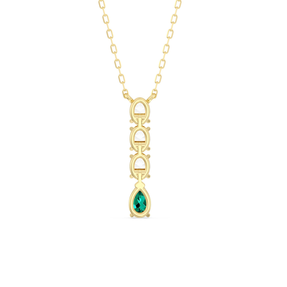 Emerald and Diamond Etheral Elegance Necklace with 14KT Yellow Gold Cut Diamond in 14KT Yellow Gold view 4
