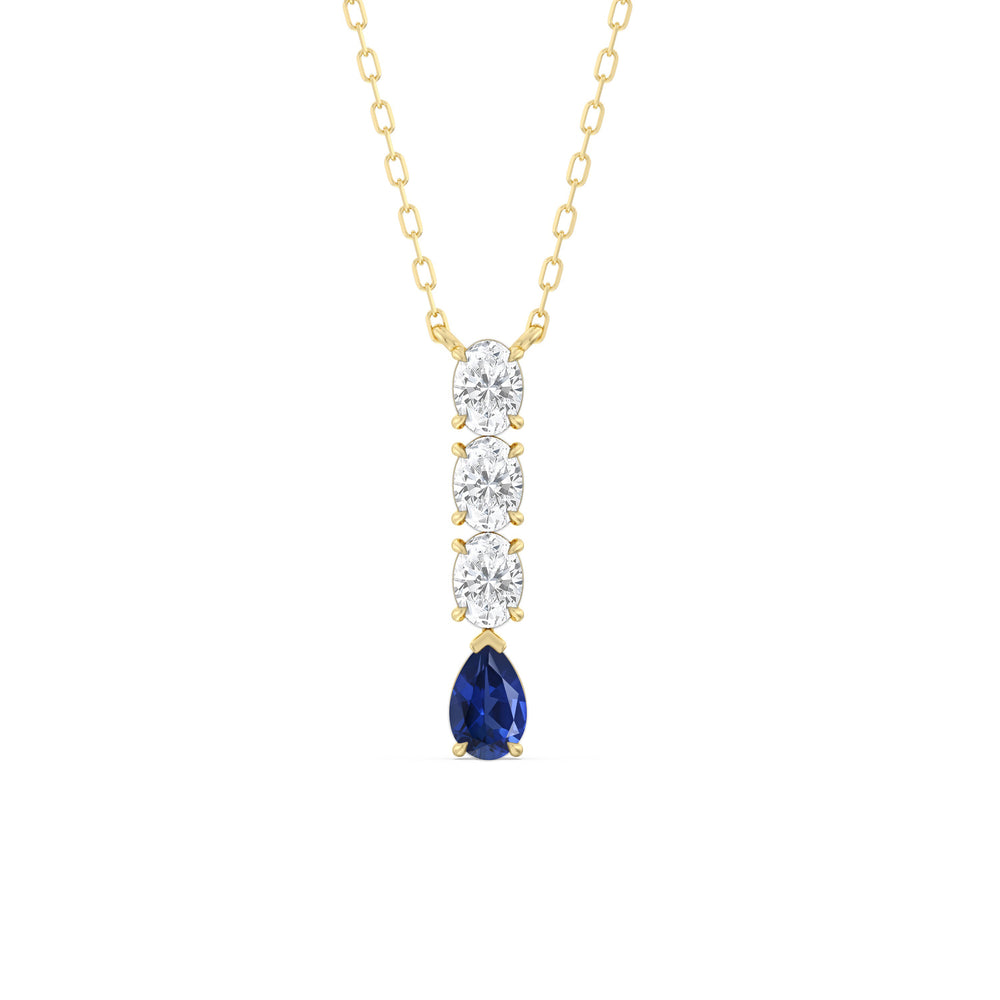 Sapphire and Diamond Etheral Elegance Necklace with 14KT Yellow Gold Cut Diamond in 14KT Yellow Gold view 1
