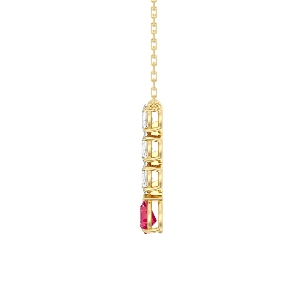 Ruby and Diamond Etheral Elegance Necklace with 14KT Yellow Gold Cut Diamond in 14KT Yellow Gold view 3
