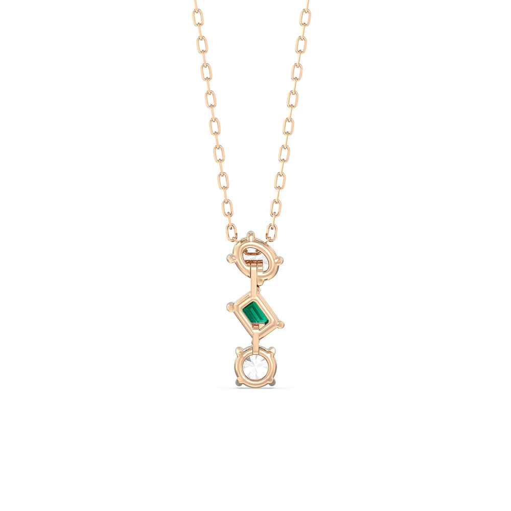 Emerald And Diamond Sleek Sparkle NecklaceTest Drashya with 14KT Rose Gold Cut Diamond in 14KT Rose Gold view 4
