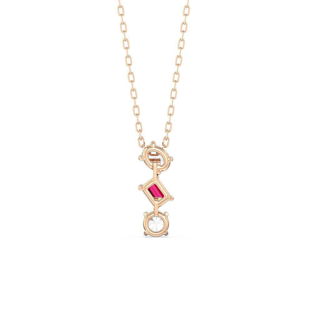 Ruby And Diamond Sleek Sparkle NecklaceTest Drashya with 14KT Rose Gold Cut Diamond in 14KT Rose Gold view 4
