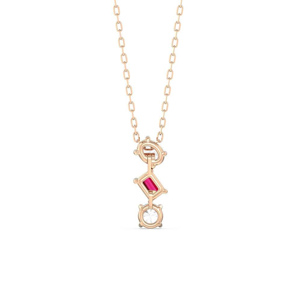 Ruby and Diamond Sleek Sparkle Necklace with 14KT Rose Gold Cut Diamond in 14KT Rose Gold view 4
