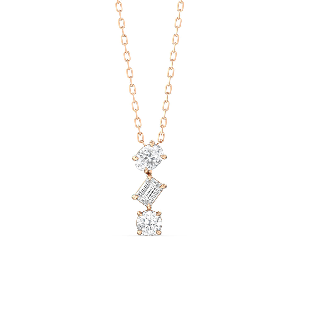 Sleek Sparkle Diamond Necklace with 14KT Rose Gold / Lab / 3/4 Cut Diamond in 14KT Rose Gold / Lab / 3/4 view 1
