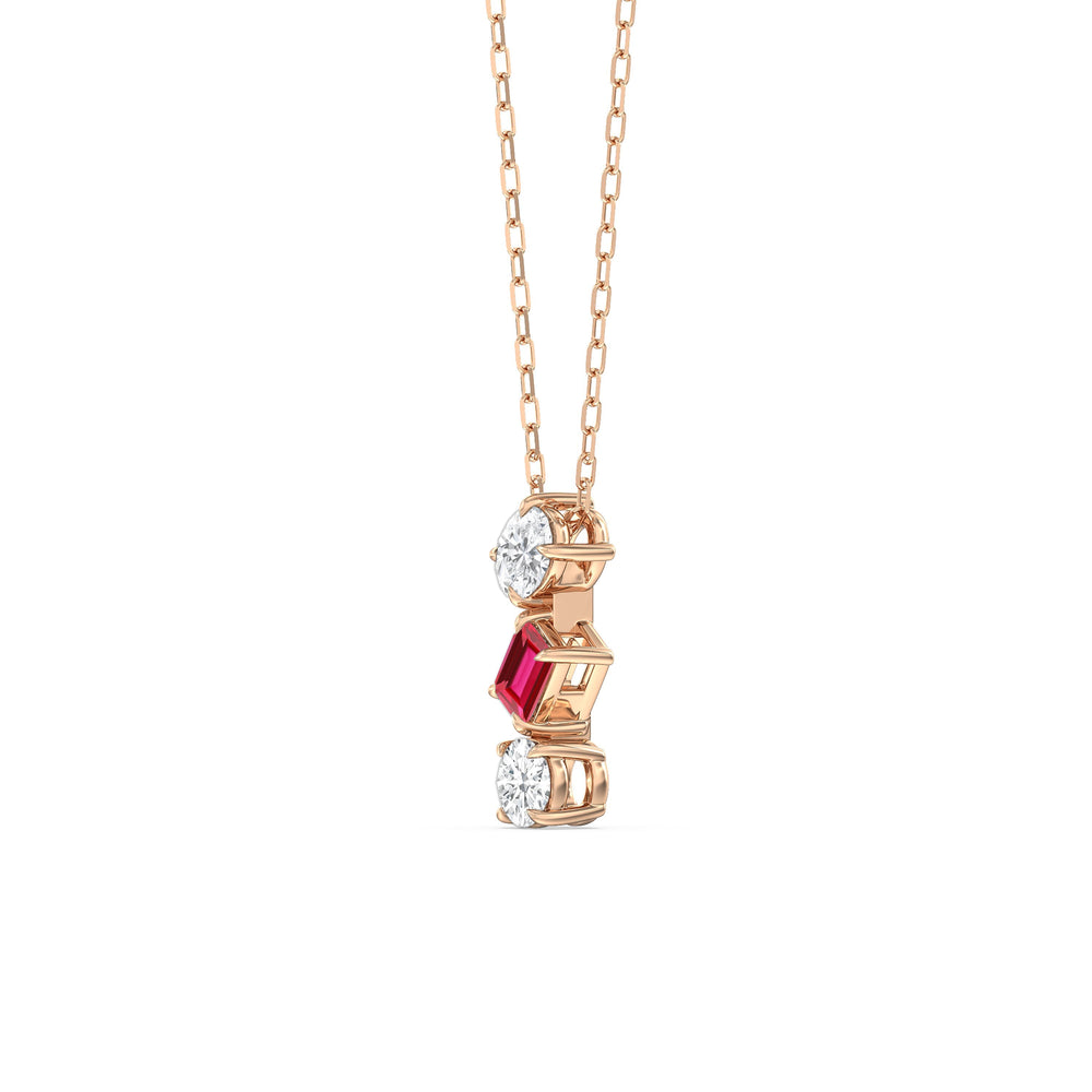Ruby And Diamond Sleek Sparkle NecklaceTest Drashya with 14KT Rose Gold Cut Diamond in 14KT Rose Gold view 2
