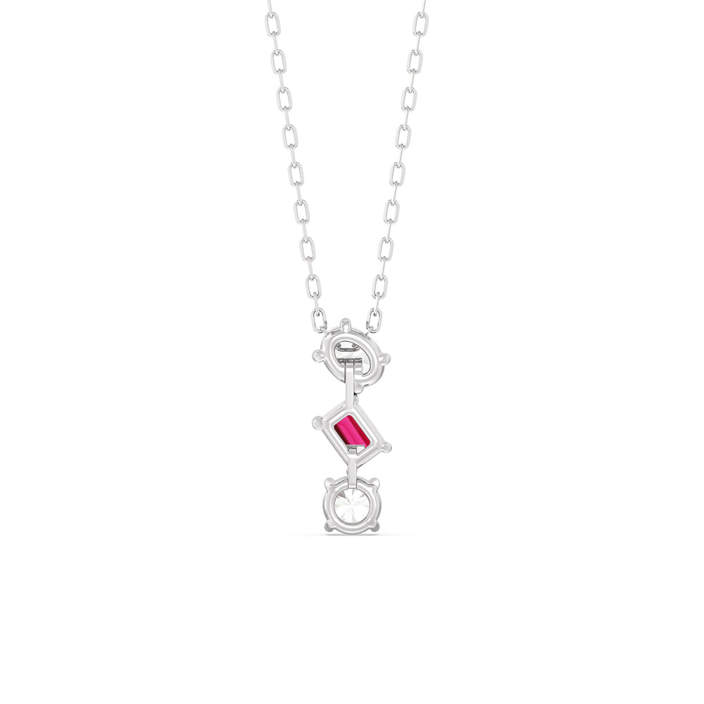 Ruby And Diamond Sleek Sparkle NecklaceTest Drashya with 14KT White Gold Cut Diamond in 14KT White Gold view 4
