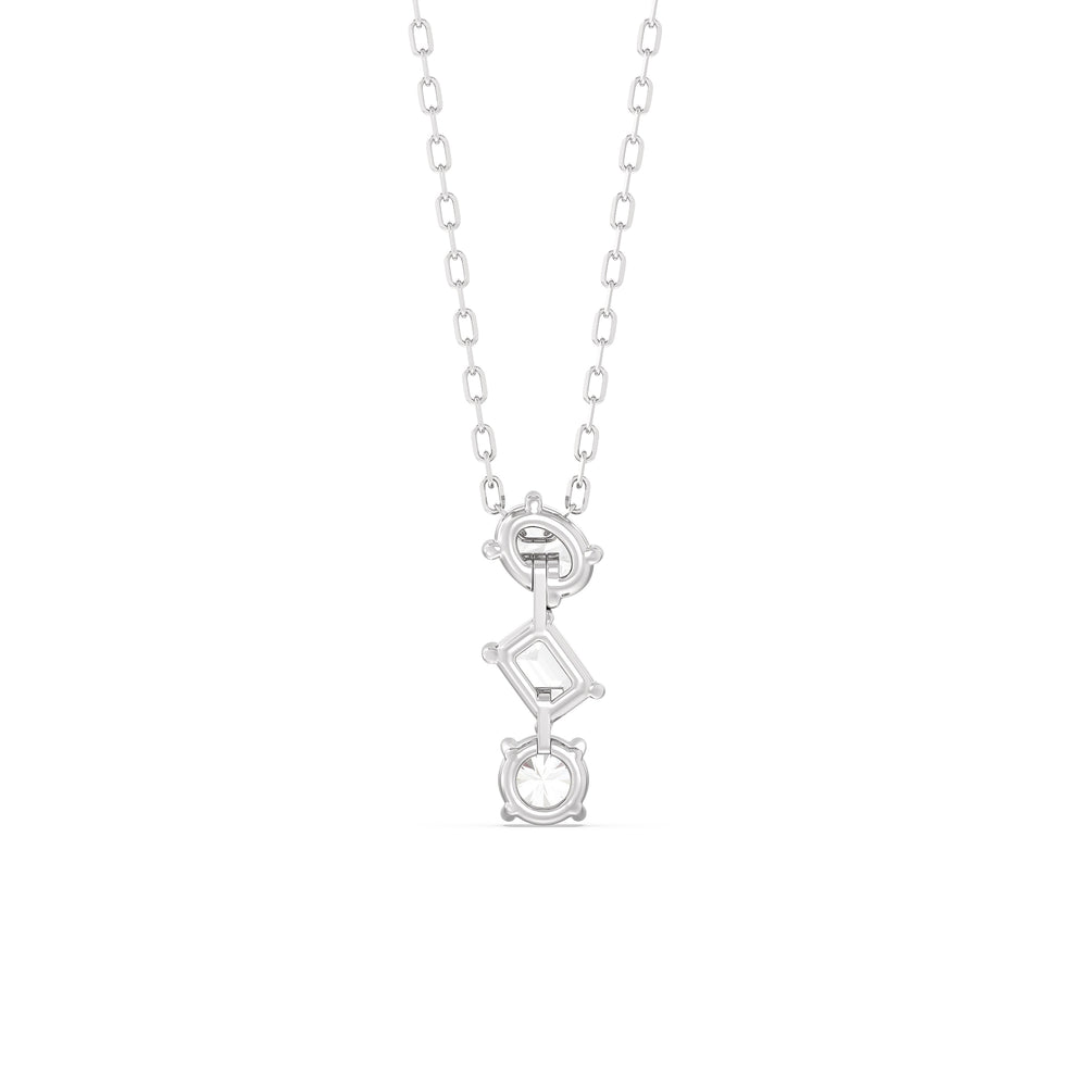 Sleek Sparkle Diamond Necklace with Sterling Silver / Lab / 3/4 Cut Diamond in 14KT Sterling Silver / Lab / 3/4 view 6
