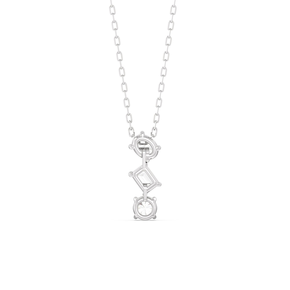 Sleek Sparkle Diamond Necklace with 14KT White Gold / Lab / 3/4 Cut Diamond in 14KT White Gold / Lab / 3/4 view 6
