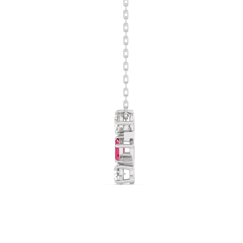 Ruby And Diamond Sleek Sparkle NecklaceTest Drashya with 14KT White Gold Cut Diamond in 14KT White Gold view 3
