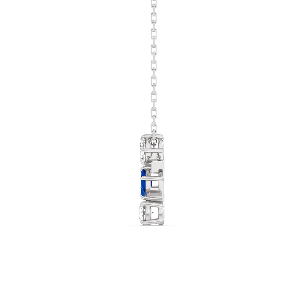 Sapphire and Diamond Sleek Sparkle Necklace with Sterling Silver Cut Diamond in 14KT Sterling Silver view 3
