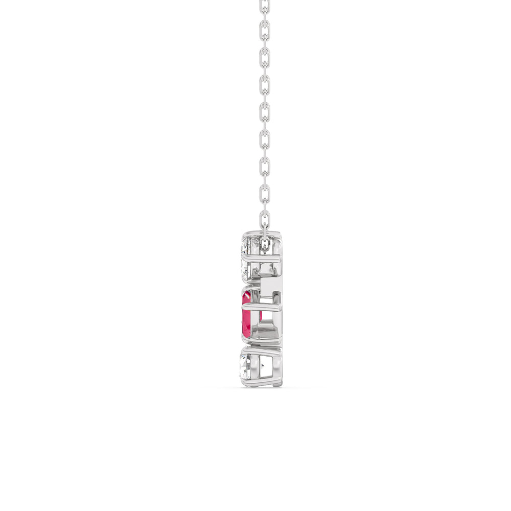 Ruby and Diamond Sleek Sparkle Necklace with 14KT White Gold Cut Diamond in 14KT White Gold view 3
