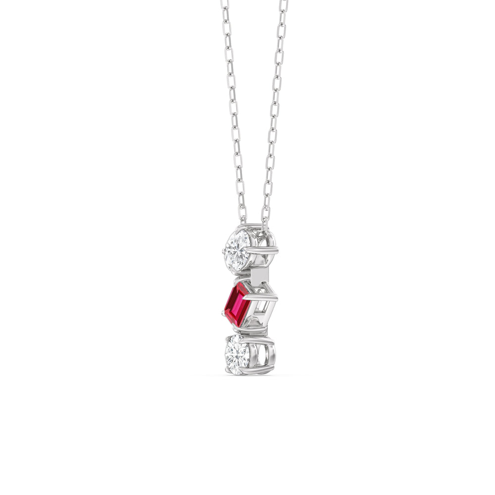 Ruby And Diamond Sleek Sparkle NecklaceTest Drashya with 14KT White Gold Cut Diamond in 14KT White Gold view 2
