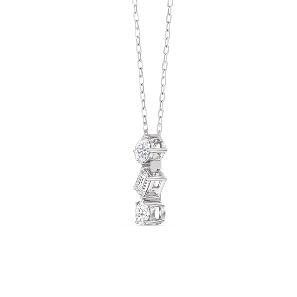 Sleek Sparkle Diamond Necklace with Sterling Silver / Lab / 3/4 Cut Diamond in 14KT Sterling Silver / Lab / 3/4 view 2
