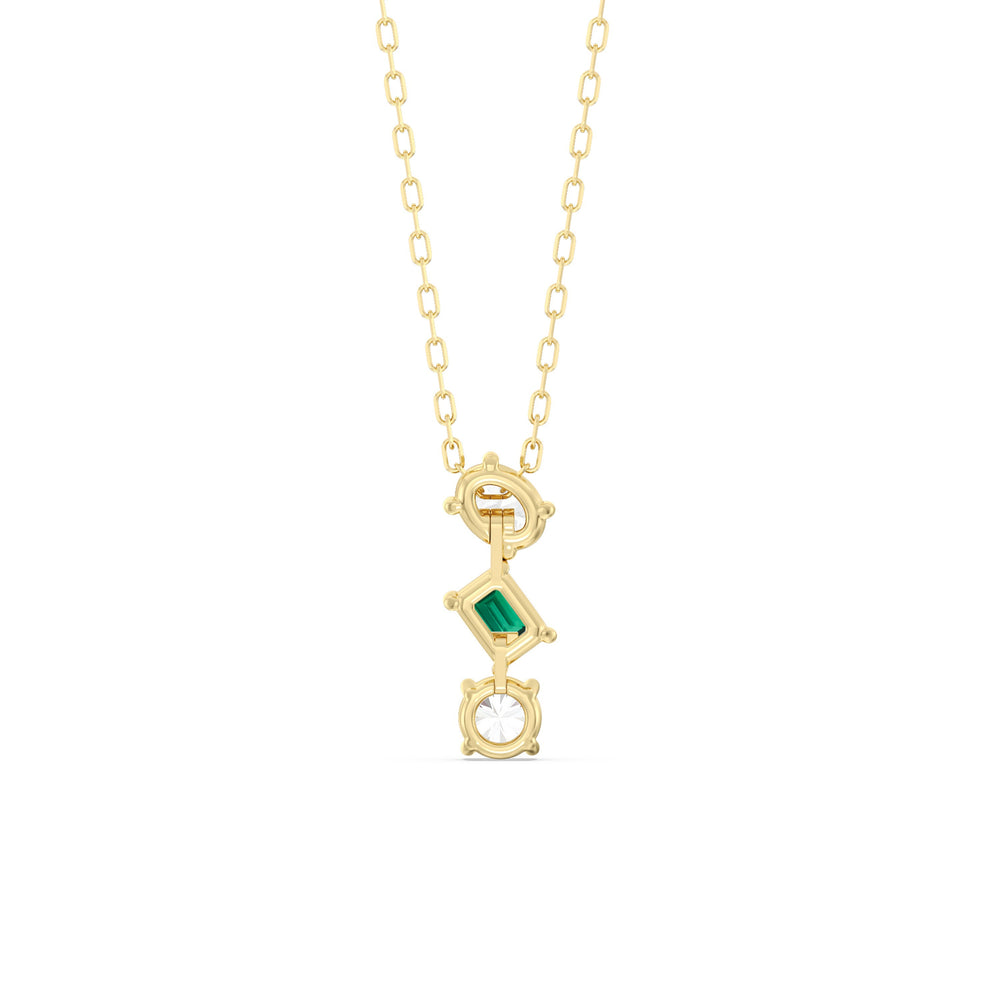 Emerald And Diamond Sleek Sparkle NecklaceTest Drashya with 14KT Yellow Gold Cut Diamond in 14KT Yellow Gold view 4
