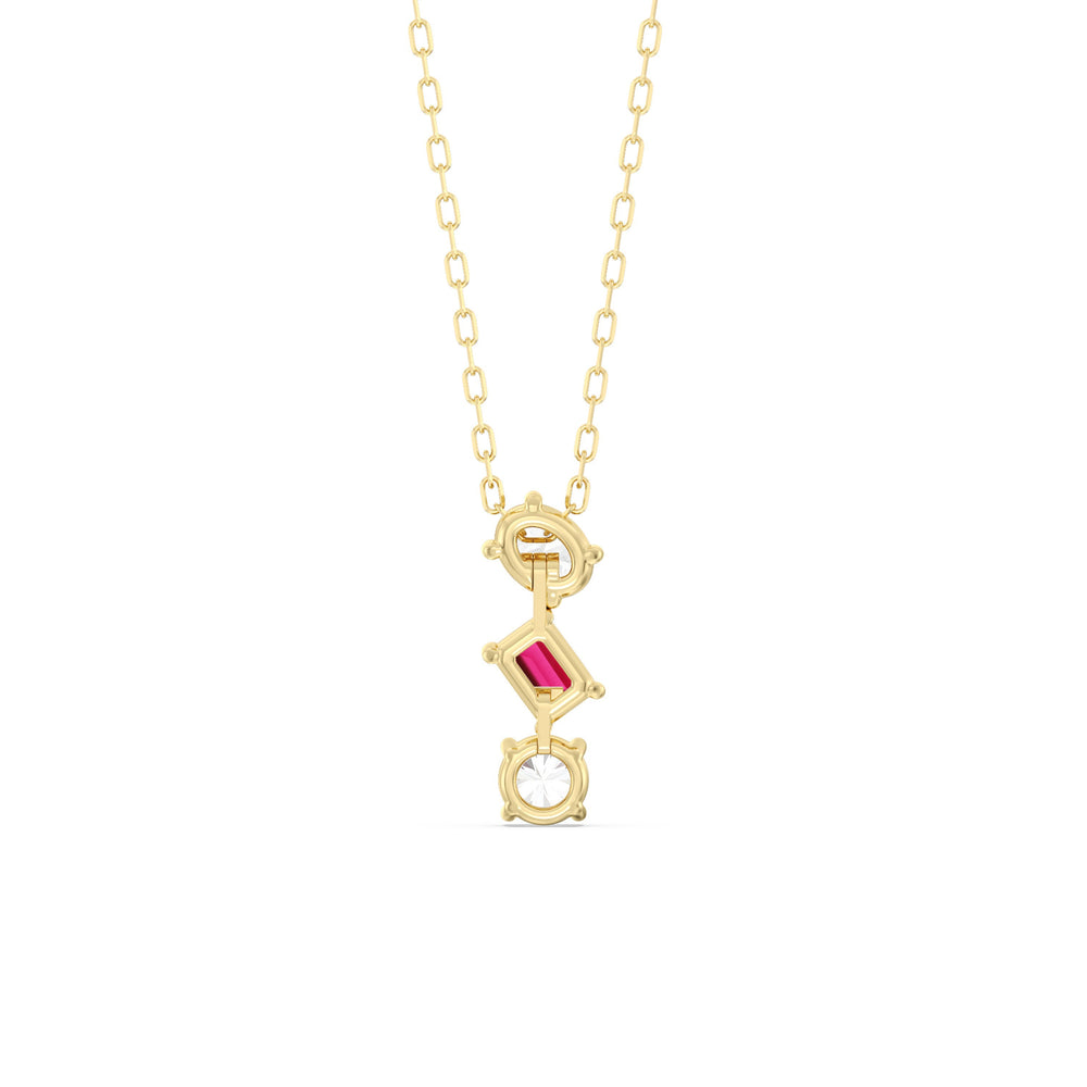 Ruby And Diamond Sleek Sparkle NecklaceTest Drashya with 14KT Yellow Gold Cut Diamond in 14KT Yellow Gold view 4
