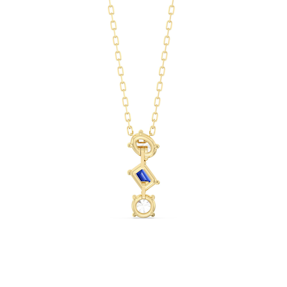 Sapphire And Diamond Sleek Sparkle NecklaceTest Drashya with 14KT Yellow Gold Cut Diamond in 14KT Yellow Gold view 4

