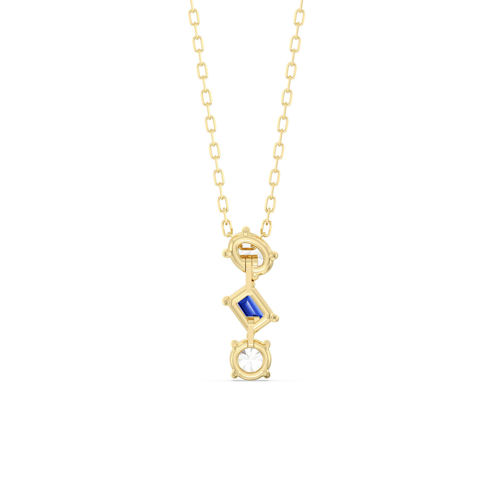 Sapphire and Diamond Sleek Sparkle Necklace with 14KT Yellow Gold Cut Diamond in 14KT Yellow Gold view 4
