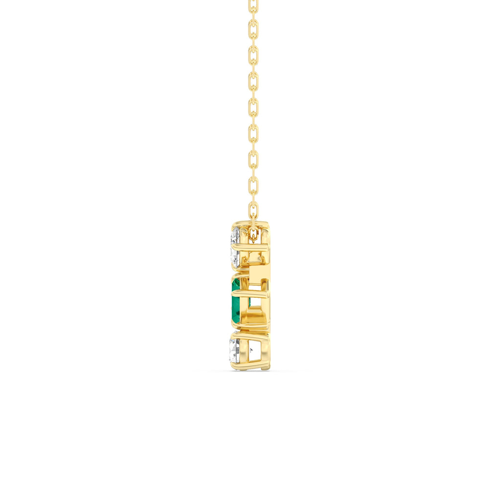 Emerald And Diamond Sleek Sparkle NecklaceTest Drashya with 14KT Yellow Gold Cut Diamond in 14KT Yellow Gold view 3
