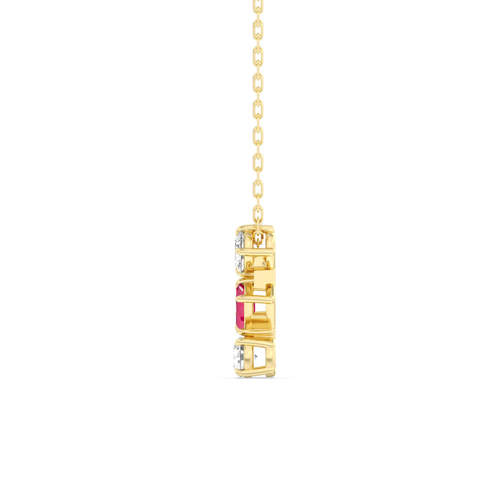 Ruby And Diamond Sleek Sparkle NecklaceTest Drashya with 14KT Yellow Gold Cut Diamond in 14KT Yellow Gold view 3
