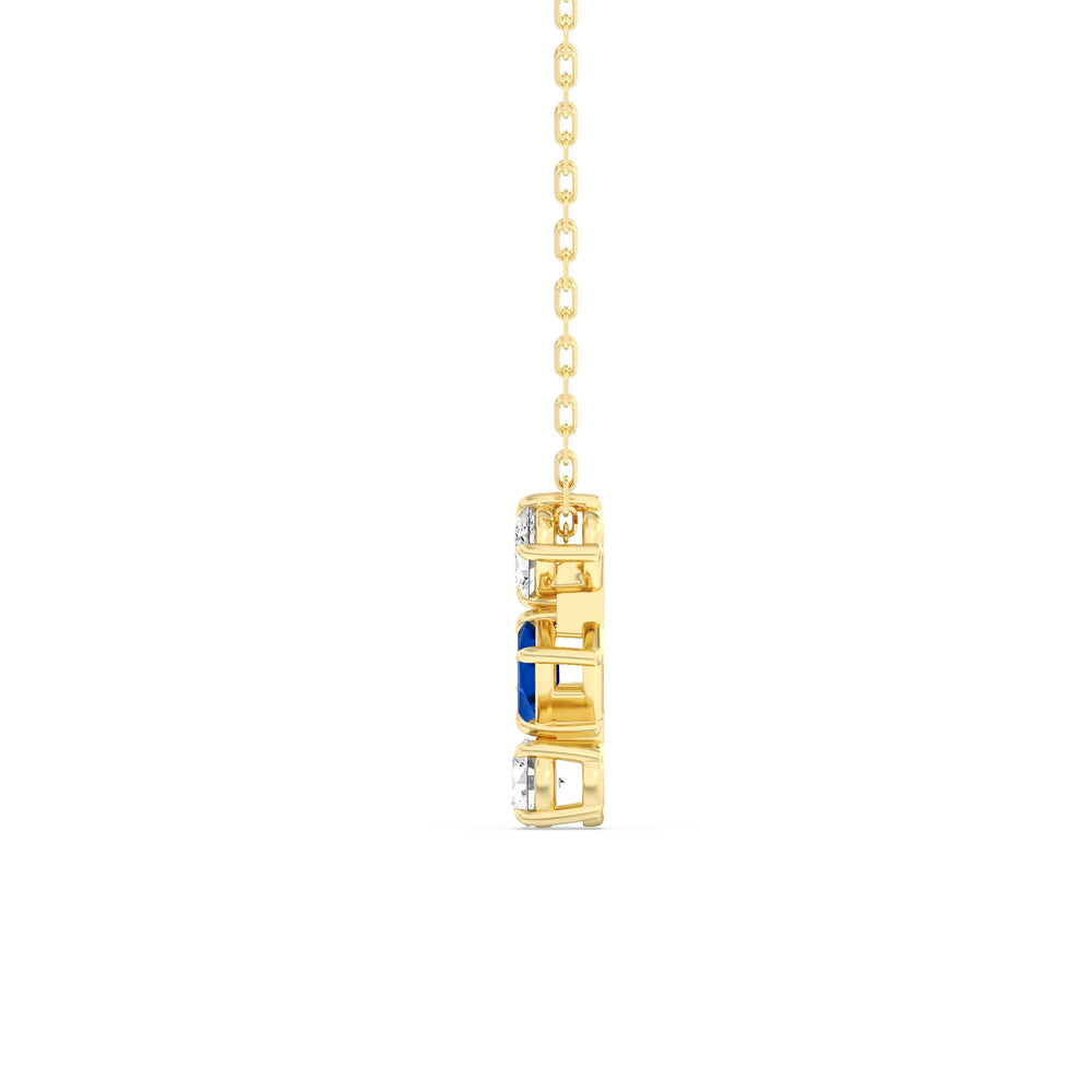 Sapphire And Diamond Sleek Sparkle NecklaceTest Drashya with 14KT Yellow Gold Cut Diamond in 14KT Yellow Gold view 3
