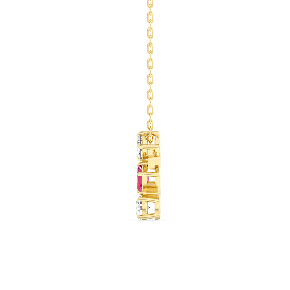 Ruby and Diamond Sleek Sparkle Necklace with 14KT Yellow Gold Cut Diamond in 14KT Yellow Gold view 3
